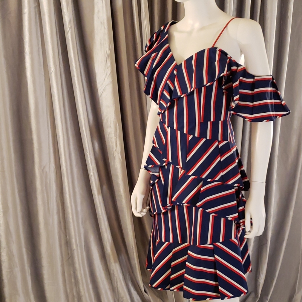 Alice + Olivia Collegiate Striped Cotton Dress
